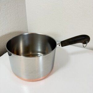 VTG Revere Ware 3 QT -90k Saucepan Copper Bottom Stainless Steel USA EUC NO Lid